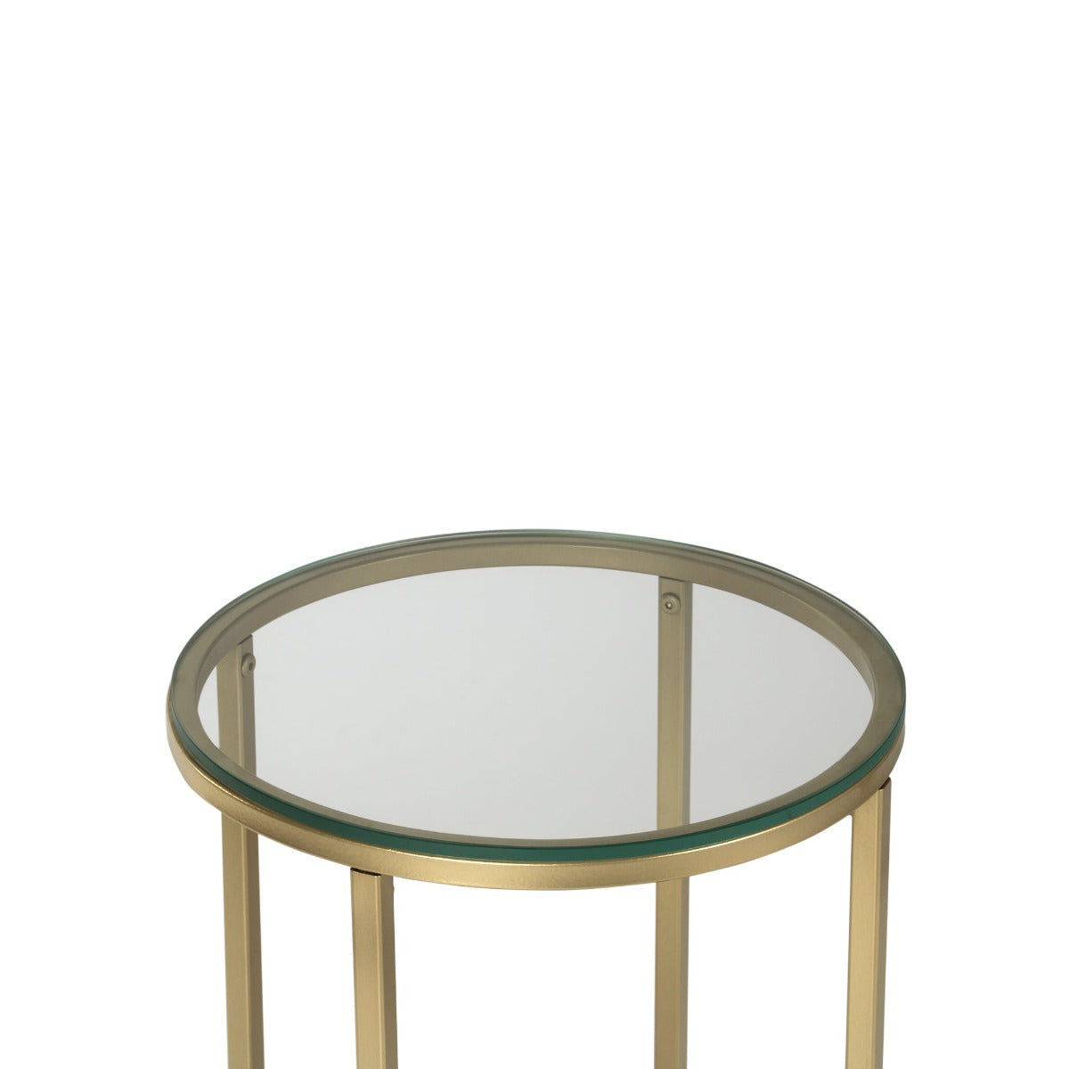 Noah Round Glass Side Table In Gold Finish