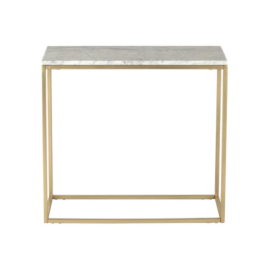 Noah Marble Side Table In Gold Finish