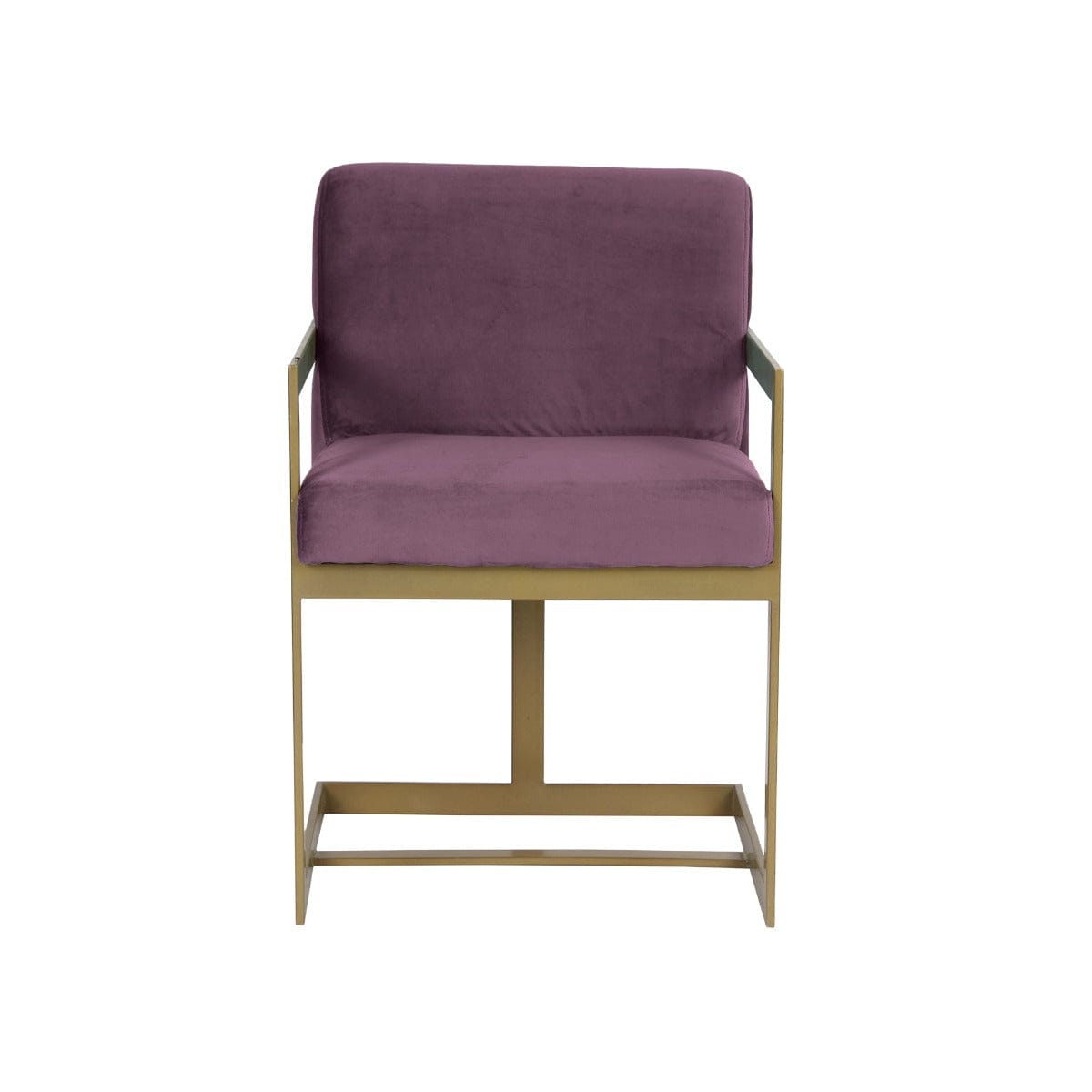 Mosby Purple Velvet Fabric Dining Metal Chair In Gold Finish