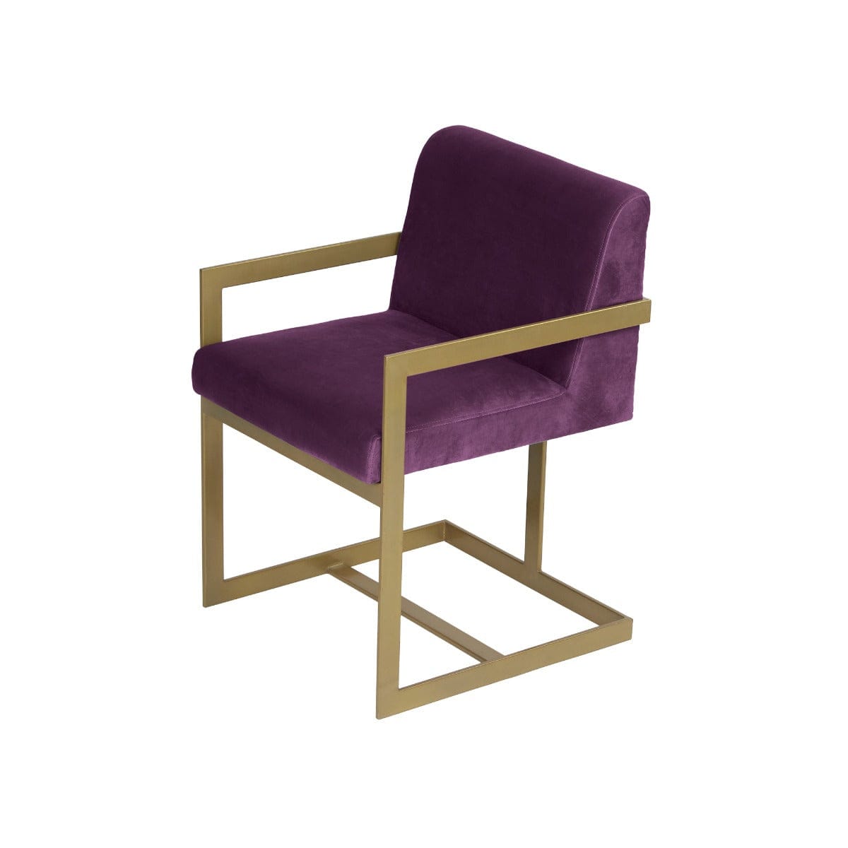 Mosby Purple Velvet Fabric Dining Metal Chair In Gold Finish