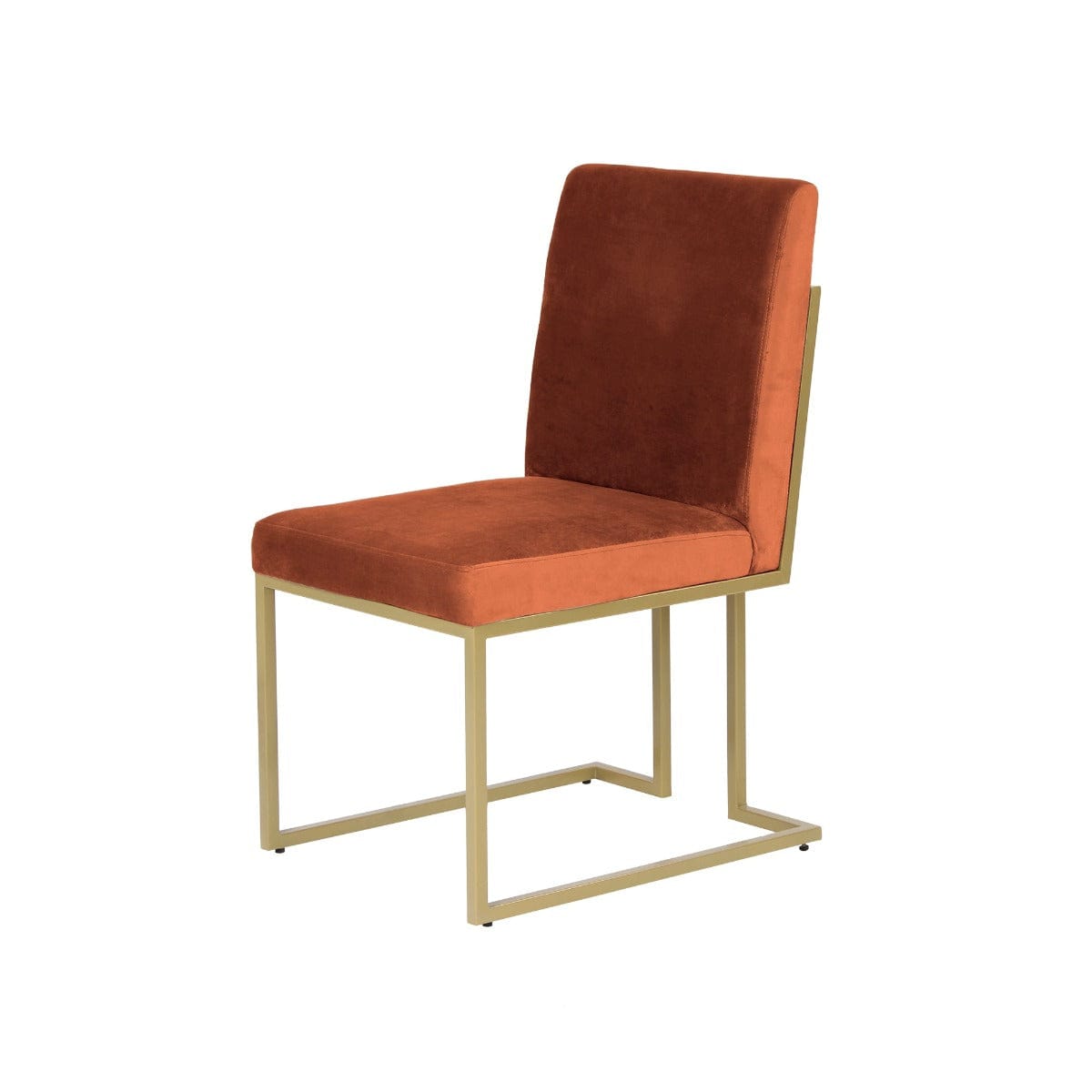 Finley Rust Velvet Fabric Dining Metal Chair In Gold Finish