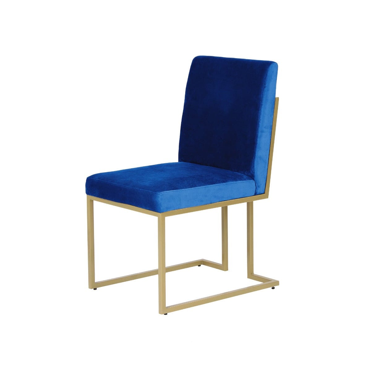 Finley Blue Velvet Fabric Dining Metal Chair In Gold Finish