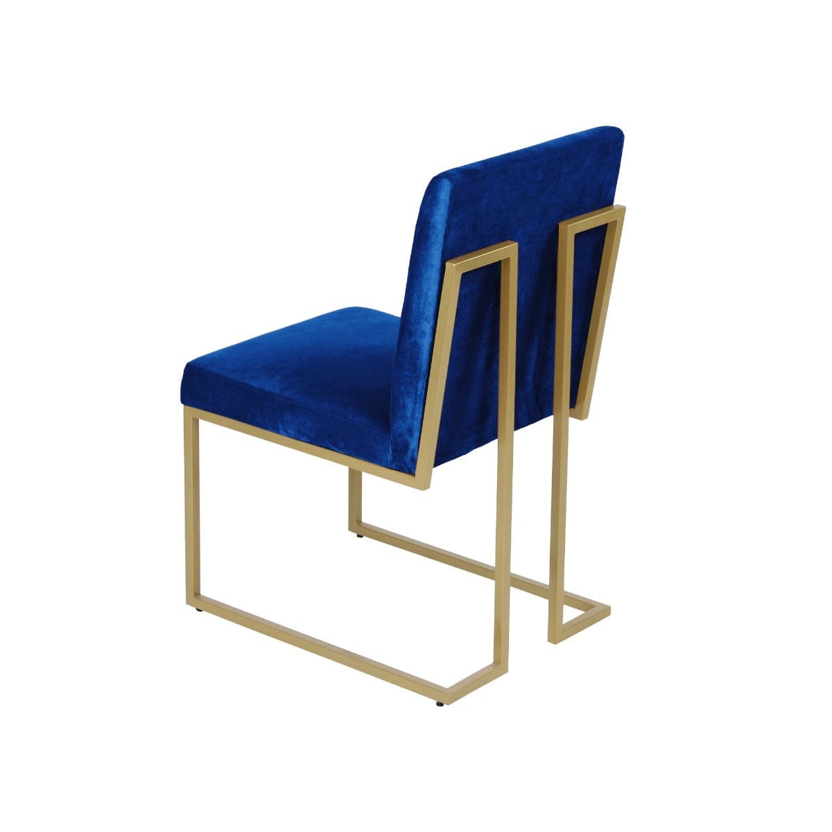Finley Blue Velvet Fabric Dining Metal Chair In Gold Finish