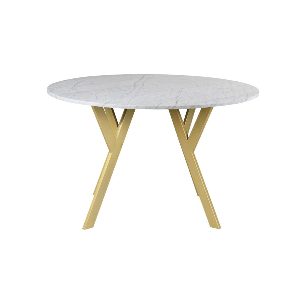 Kir 6 Seater Round Marble Dining Table Set In Gold Finish