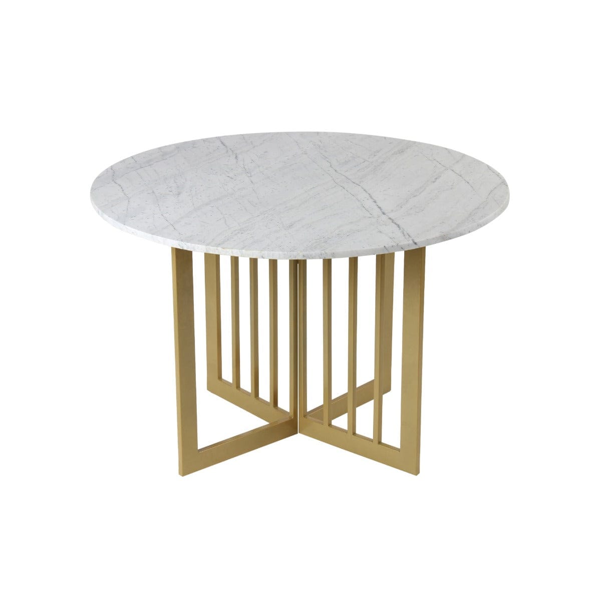 Kitson 4 Seater Round Marble Dining Table In Gold Finish