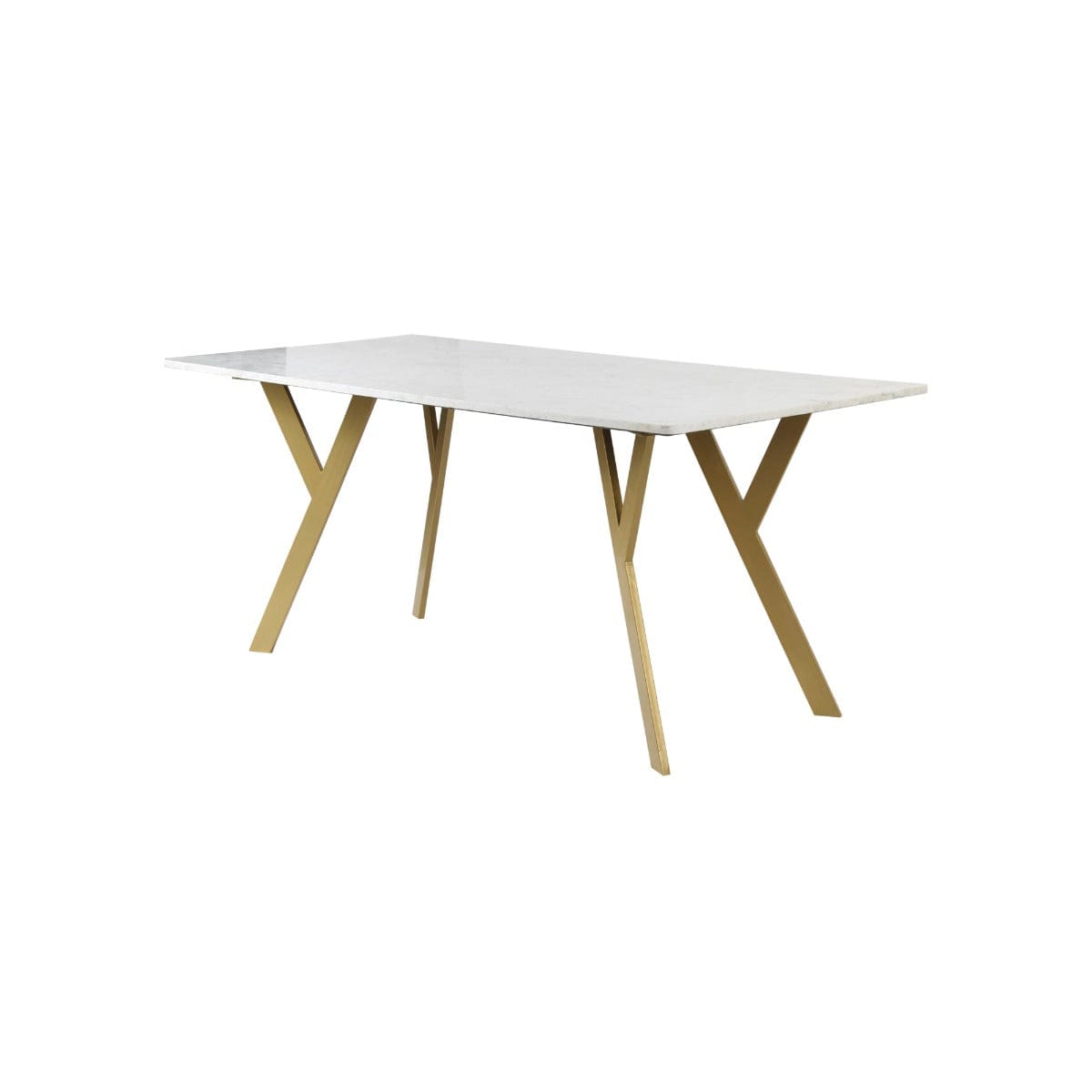 Kir 6 Seater Marble Dining Table Set In Gold Finish