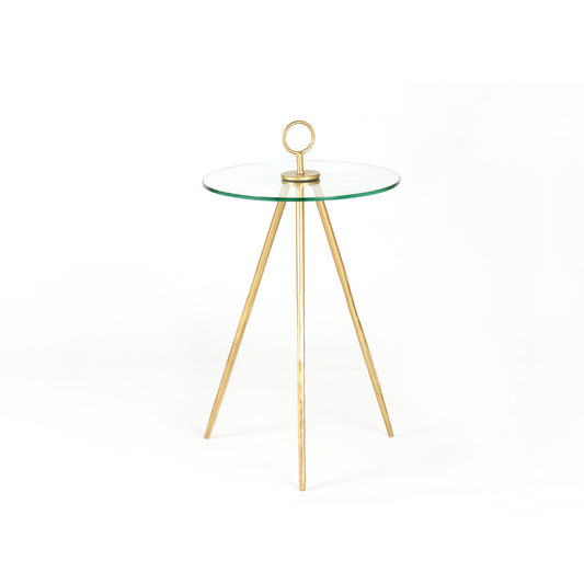 Oslo Glass Tripod Table In Gold Finish