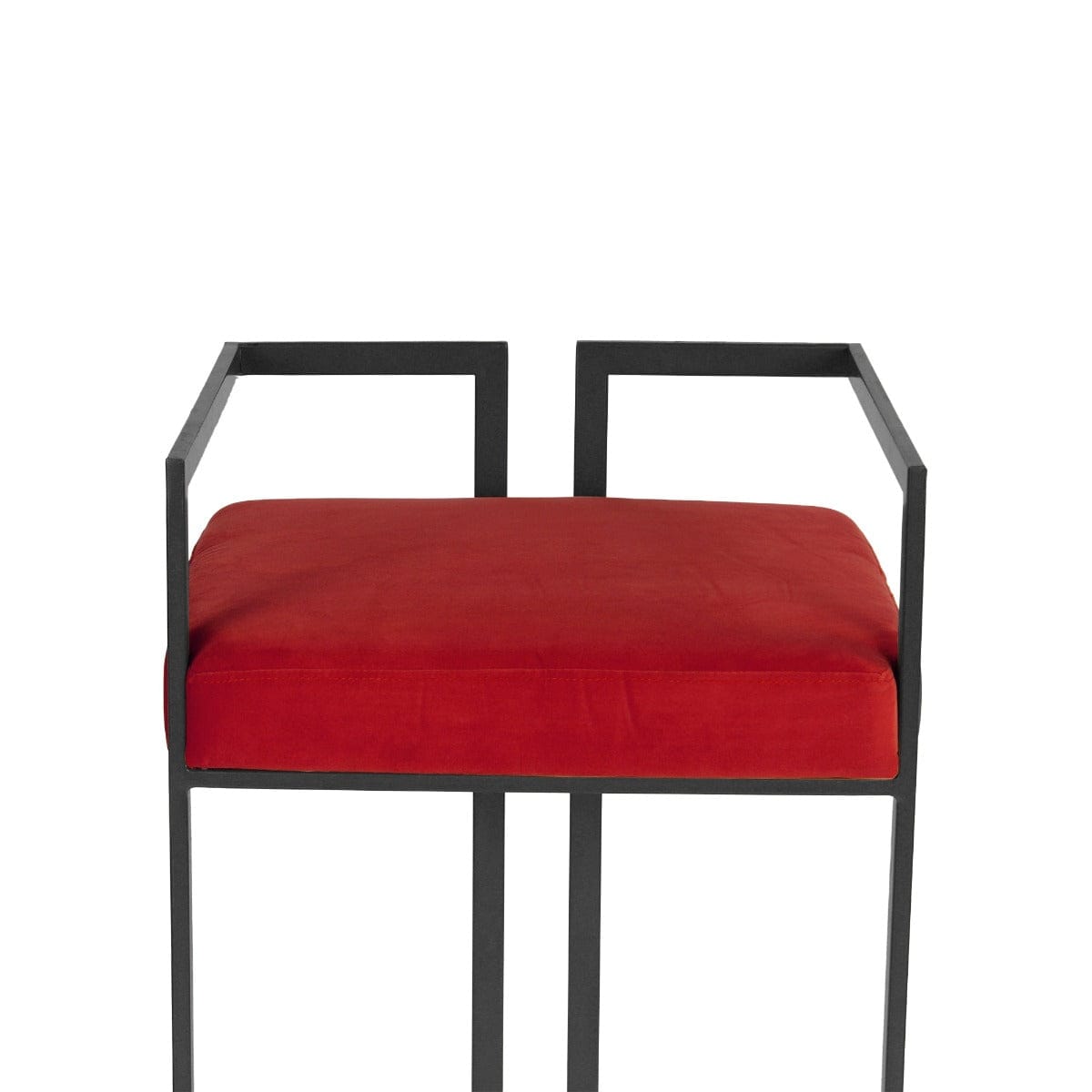 Rossi Red Velvet Fabric Metal Bar Chair In Gold Finish