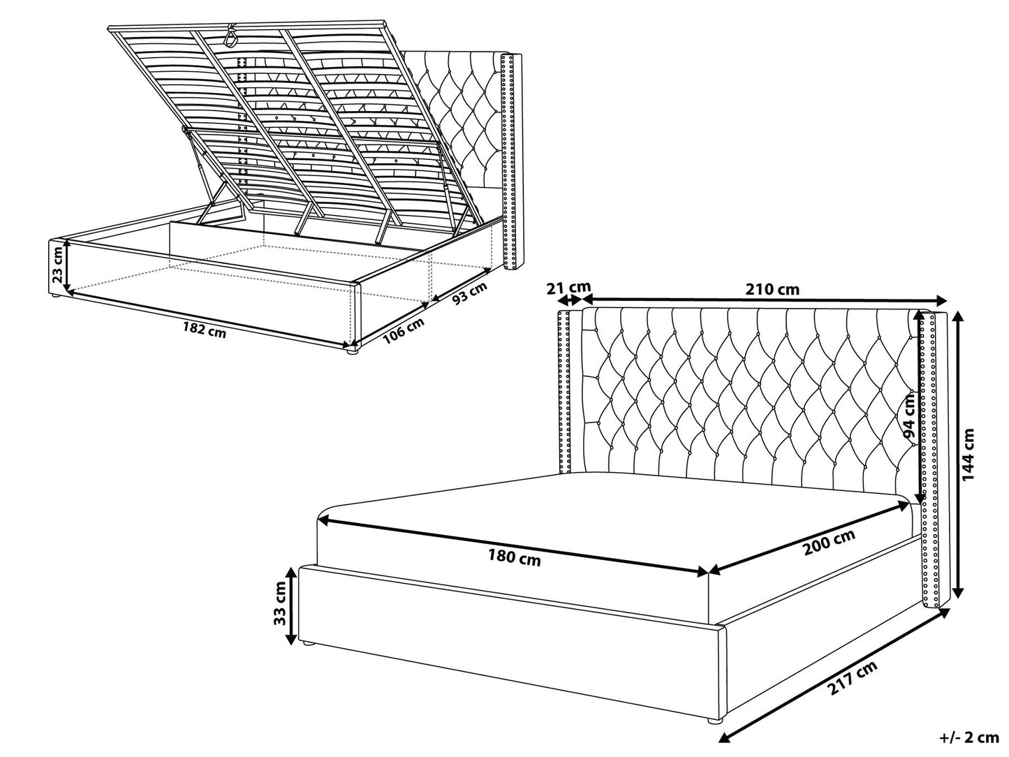 Lubon Fully Upholstered Bed without Storage