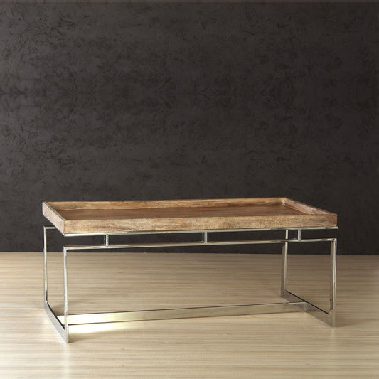 Harring Wooden Coffee Table In Chrome Finish