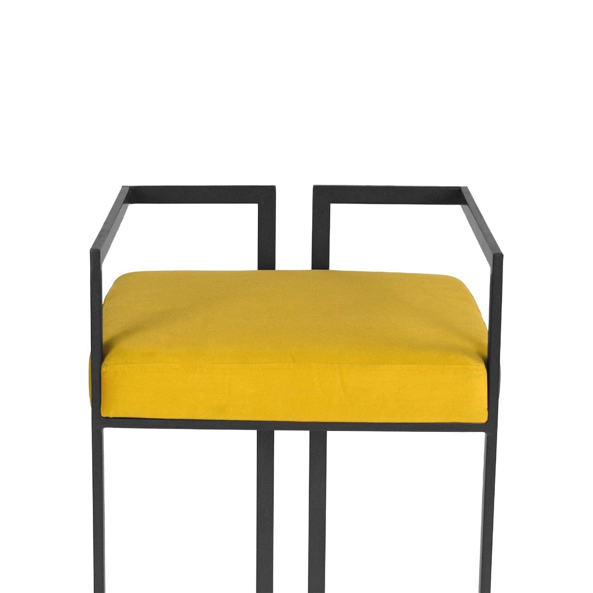 Rossi Yellow Velvet Fabric Metal Bar Chair In Gold Finish
